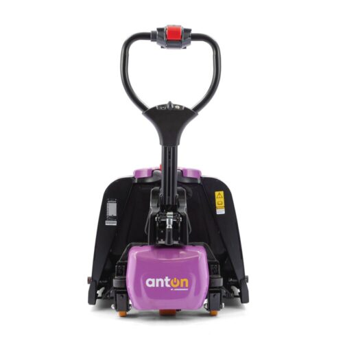 Transpaleta eléctrica AntOn by Jungheinrich PTL 1.5 con ruedas de apoyo, extra ancha para palets especiales, capacidad de carga 1.500 kg, longitud de horquilla 1.150 mm